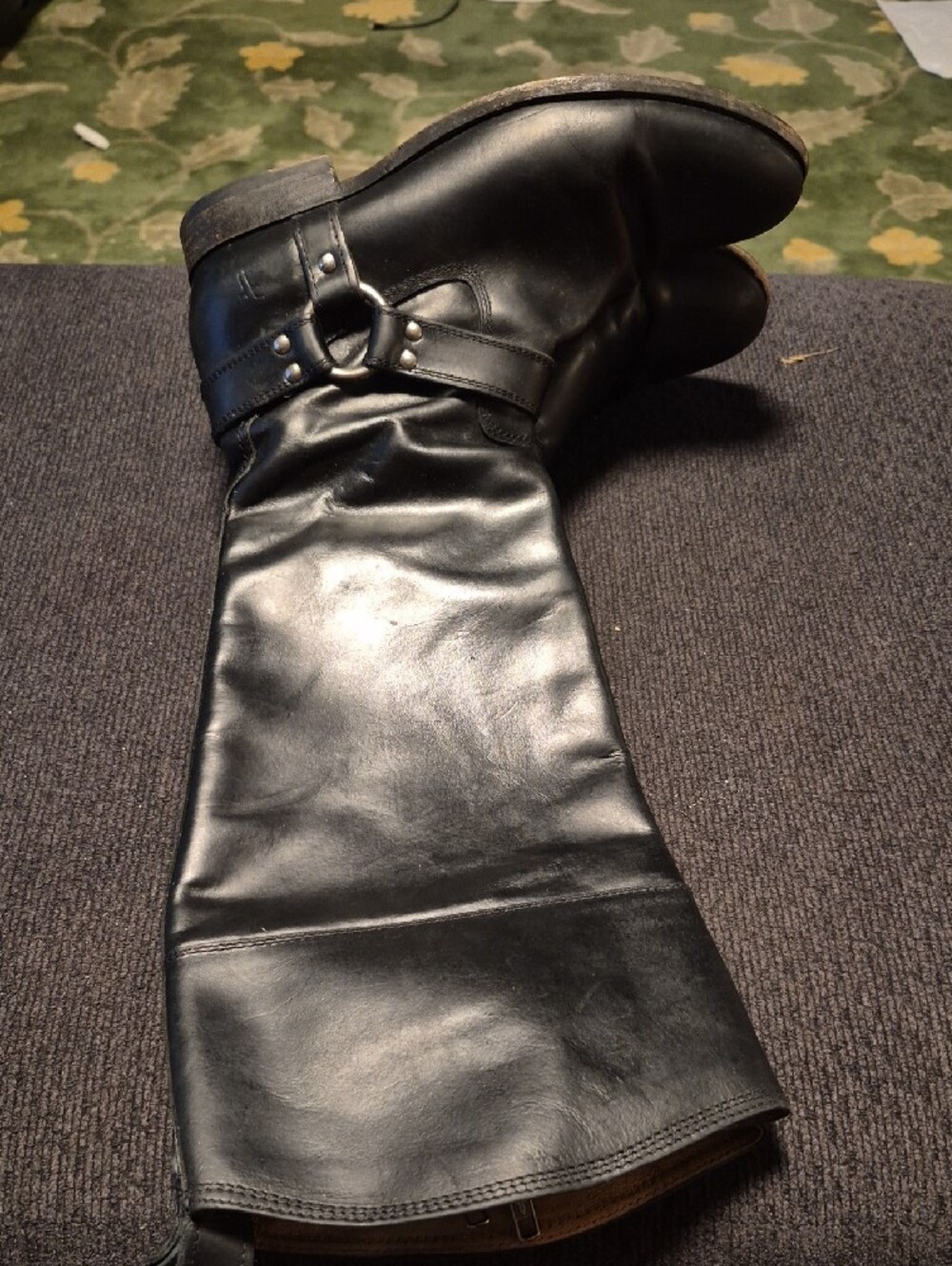 Frye Black Leather Women's Harness Knee-High Boots - Picture 2 of 11